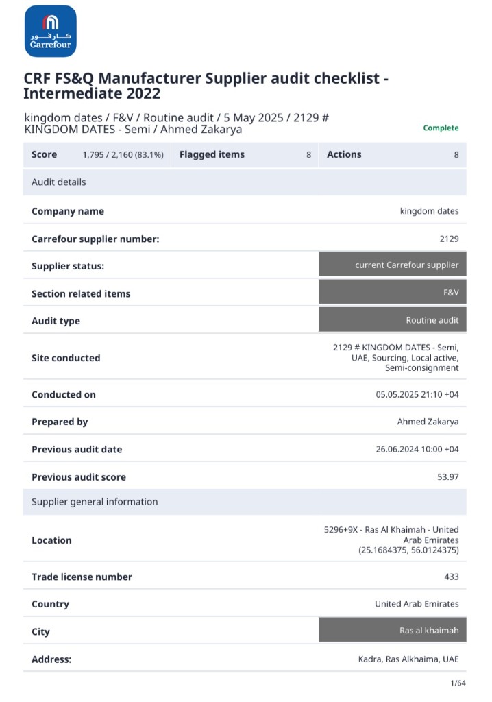 Carrefour Supplier Audit Report