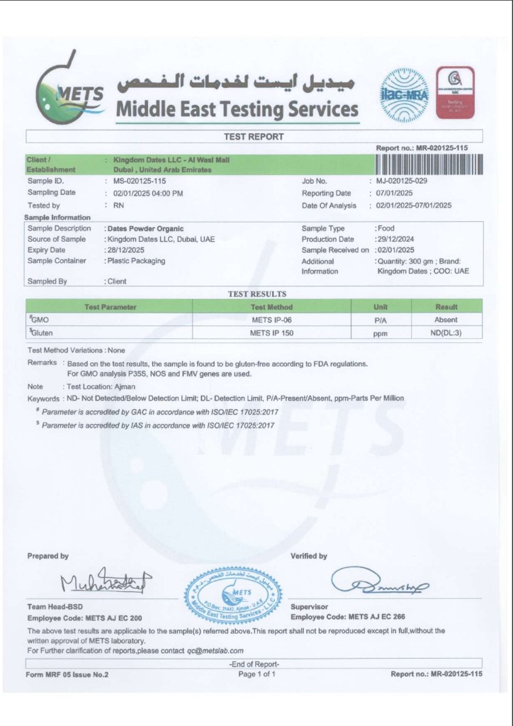 METS Laboratory Test Report
